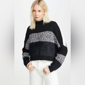Free People Sunbrite Mock Neck Sweater in Cool Night Combo